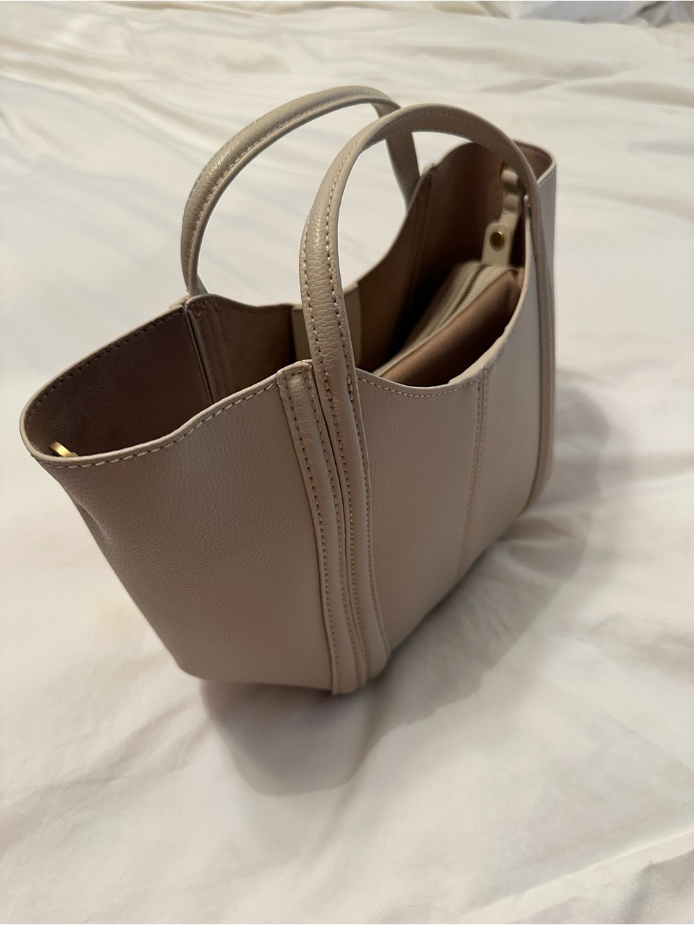 Zara Taupe Mini Tote with Dual Handles